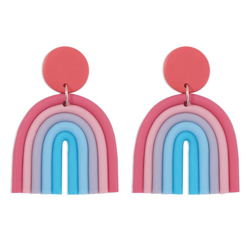 Rainbow U-Shaped Soft Polymer Clay Earrings